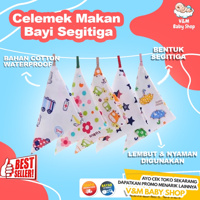 VnM041 | Celemek Makan Bayi / Handuk Air Liur / Slabber Bayi Segitiga / Perlengkapan Makan Bayi