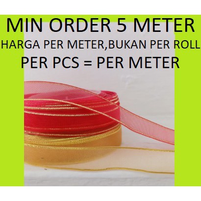 

PT005 Per Meter Pita Organdi List Emas 1.2 Cm Hias Bingkisan Kado Gift Ribbon
