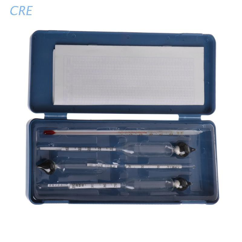 CRE  3 Pcs 0-100% Hydrometer Alcoholmeter Tester Set Alcohol Meter + Thermometer