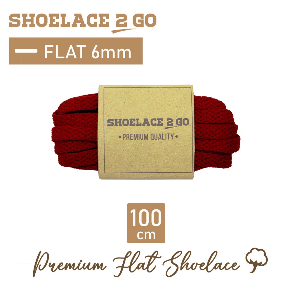 SHOELACE 2 GO PREMIUM TALI SEPATU GEPENG PIPIH FLAT F7 - RED - 100CM