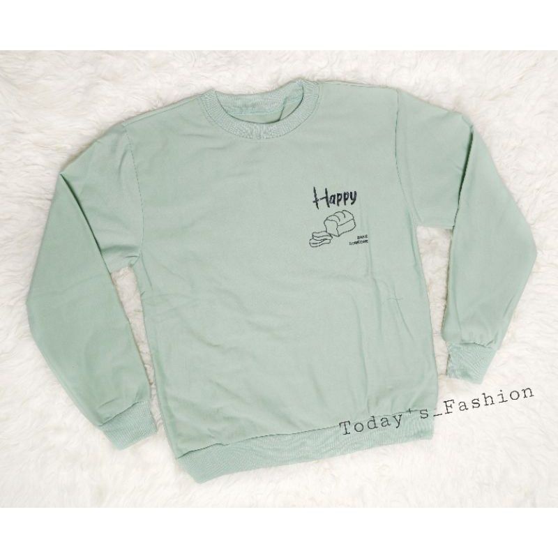 Premium XXL Oversize Sweater Happy Bake Someone Ukuran Jumbo Sweater Pria dan Wanita