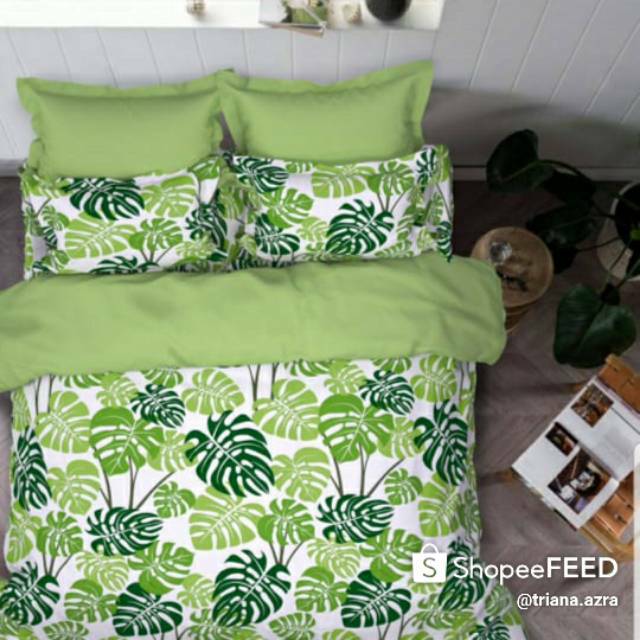 Sprei motif daun..