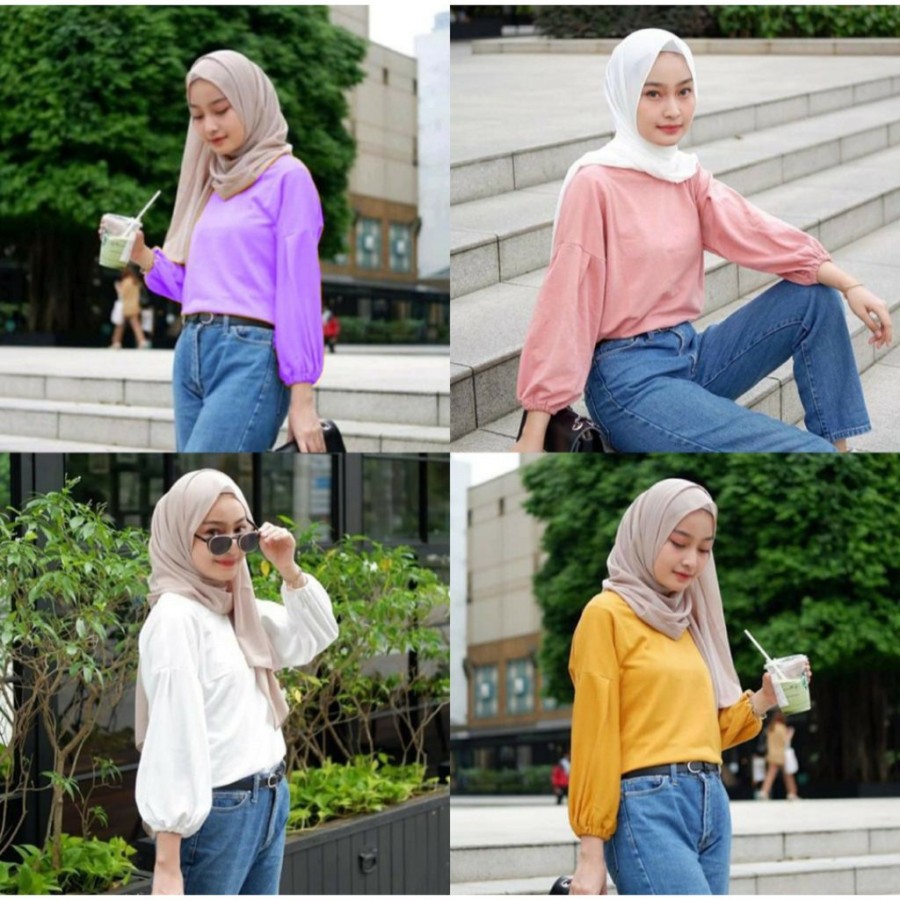 PROMO Baju Atasan Blouse Lucy Lengan Balon Model Korea Wanita Murah