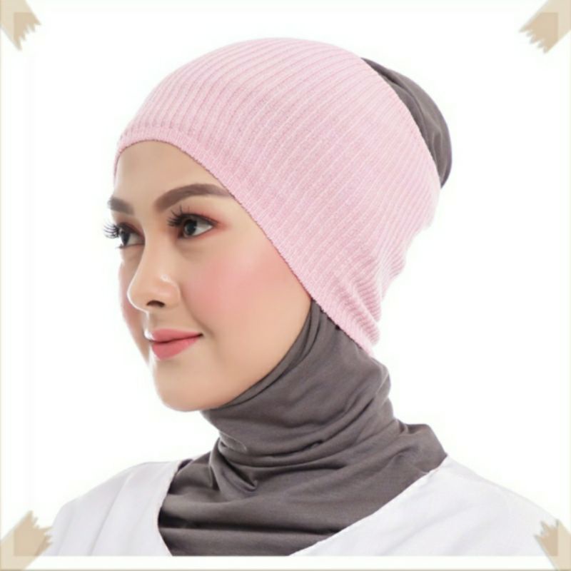 Ciput rajut 1 WARNA /Ciput inner bandana polos salur 1 warna