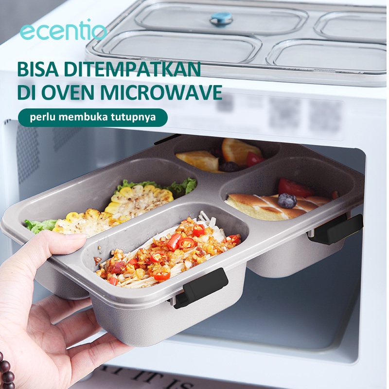 ecentio &amp; FOODI lunch box 3/4 Grid tempat makan Dengan Dengan Kotak Sup Dan Sendok Gratis/1300ml kotak bekal/tepak makan