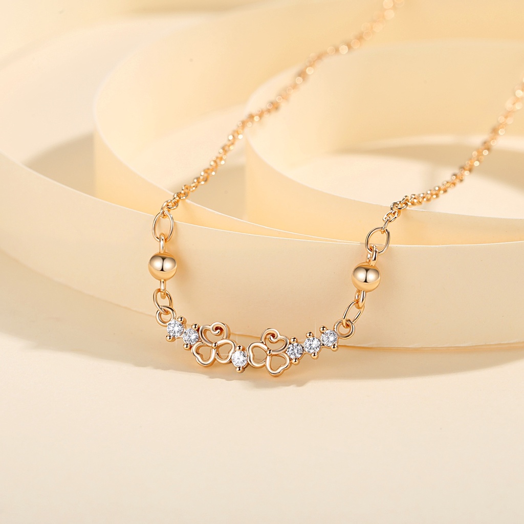 Y593 [COD✔] Kalung Sederhana Dan Elegan Kristal Titanium Steel Warna Gold Fashion Wanita Perhiasan Kalung