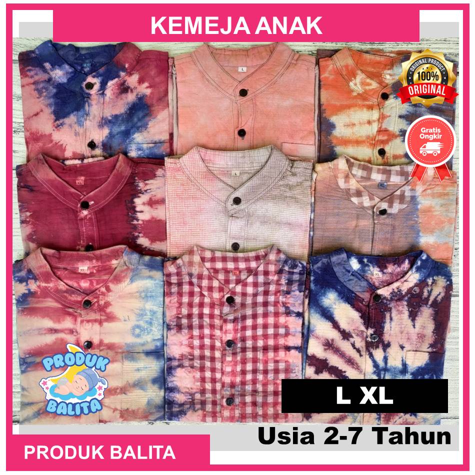 Kemeja Anak Tie dye Lengan Pendek Baju Atasan Anak Laki-Laki Motif Tie dye Terlaris