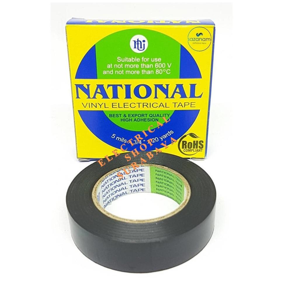 

【TOPSELLER】 NATIONAL ISOLASI LISTRIK HITAM 3/4 " INCI 20 YARD (GROSIR) SELOTIP SOLASI VINYL ORIGINAL