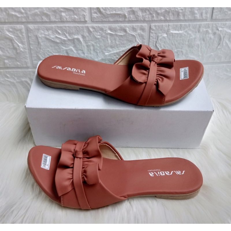 Sandal Teplek Wanita Kerut Rempel Terbaru Sendal Cewek