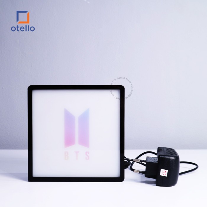 Acrylic Light Box Square BTS Logo | Lampu Tidur LED Kado Gift Hadiah Army Fans Bangtan Idol