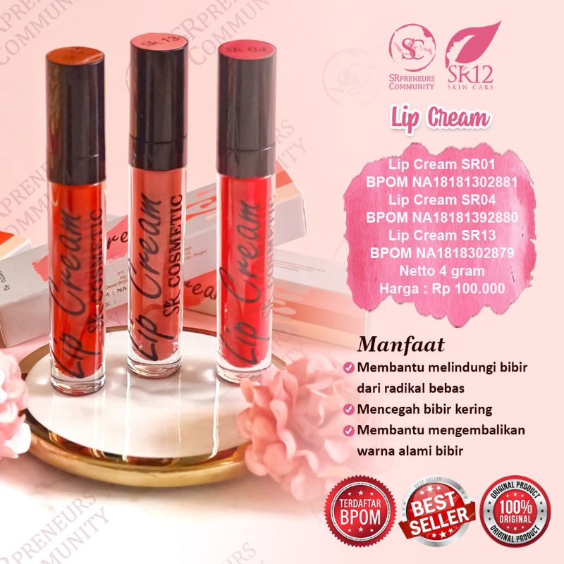 Lipmatte Cream SR12 HERBAL SKINCARE BPOM LIP MATTE KRIM LIPBALM LIPSTIK TAHAN LAMA