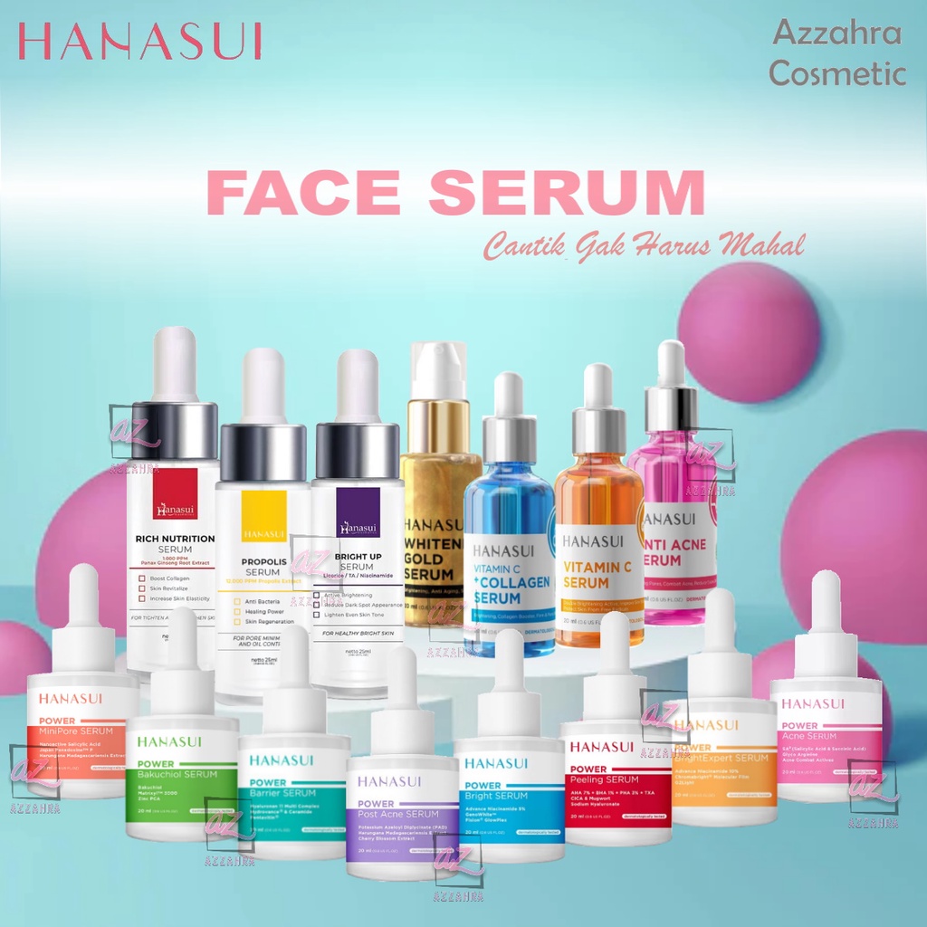 Hanasui Face Serum Whitening Gold | Vit C | Collagen | Anti Acne | Power Serum Post Acne | Bakuchiol | Barrier | Peeling | Bright Expert | MiniPore | Bright Up | Propolis | Rich Nutrition