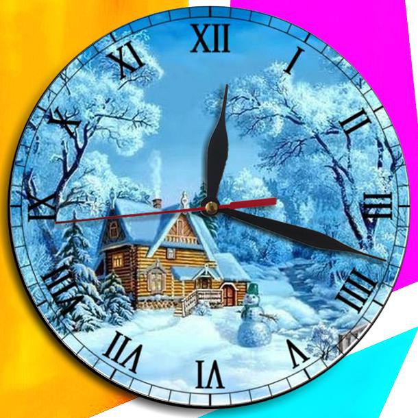 Sale Jam Dinding Kayu Unik Motif Snow / Jam Dinding Kayu Murah / Jam Custom Diskon