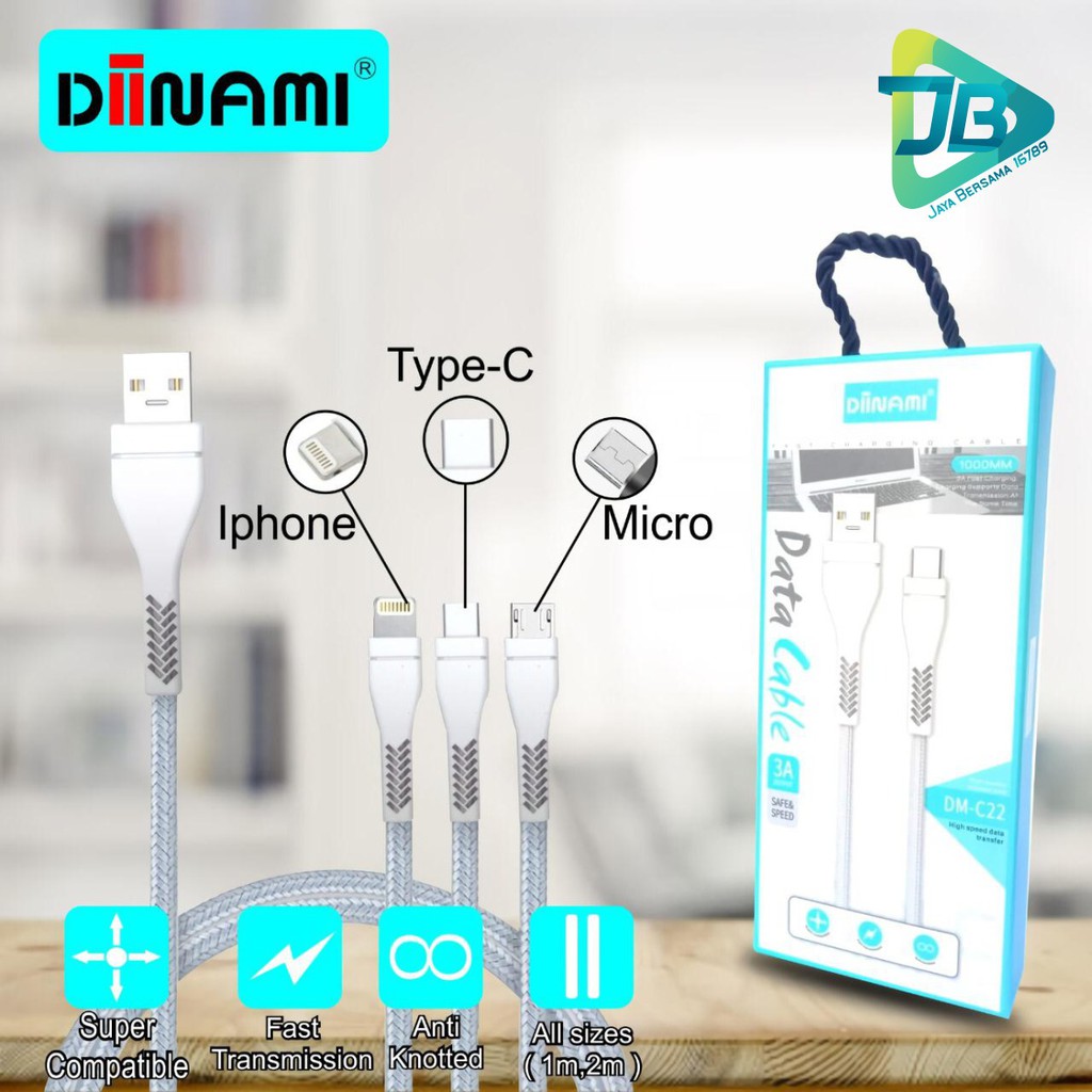 BM081 C22 DIINAMI KABEL DATA CHARGER ORIGINAL READY MICRO TIPE C USB 1 2 3 METER 3AMPER JB2477