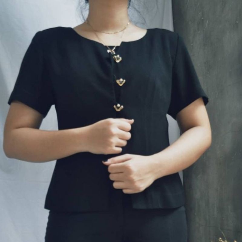 Black Blazer Hitam Lengan Pendek