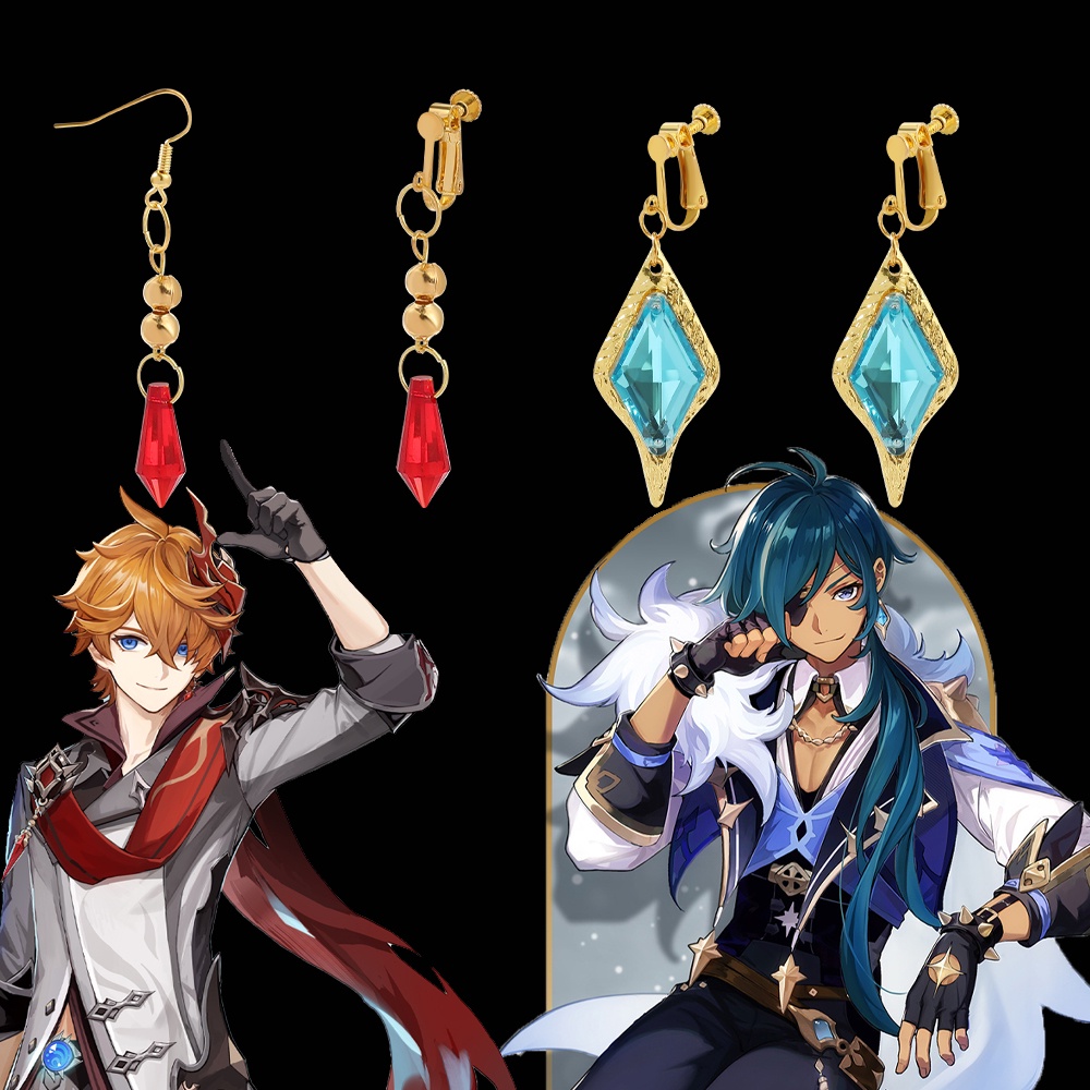 Anting Klip Telinga Desain Anime Kaeya Knights Untuk Aksesoris Kostum Cosplay