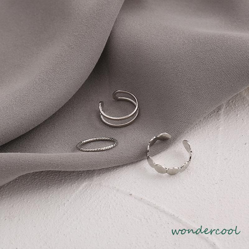 3 Set Cincin Jari Gaya Korea Fashion Vintage Geometris cincin Untuk Wanita-Won