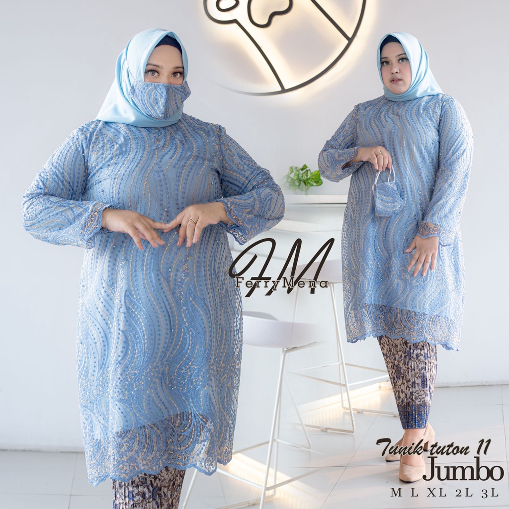 Ready tunik tulle tuton bigsize//tunik pesta jumbo//tunik tulle modern