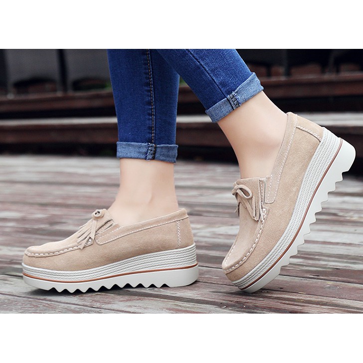 sepatu wanita import platform krem tipe 1130