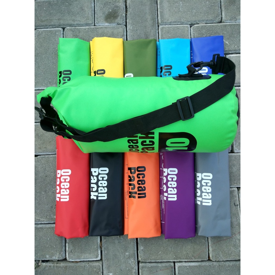 【COD】 Ocean Pack` Dry Bag 10 Liter` DryBag Waterproof 10L` Tas Kantong Anti Air 10 L` Diving Snorkling Renang Hiking Camping Traveling