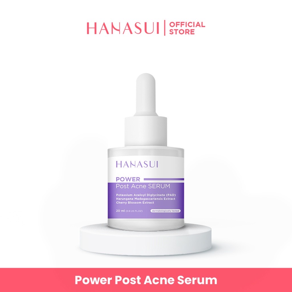 HANASUI Power Post Acne Serum Indonesia / Serum Wajah / Potassium Azeloyl Diglycinate PAD Harungana Madagascariensis Extract Cherry Blossom Extract 20ml / Kemerahan Kulit Berjerawat Jerawat / Super Powerful Series / Skincare Face Care / Intense Treatment