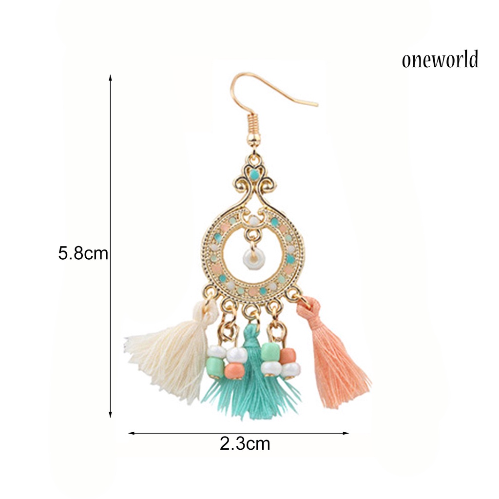 OW@ Earrings Bohemian Style Exquisite Alloy Tassels Drop Dangle Hook Earrings for Women