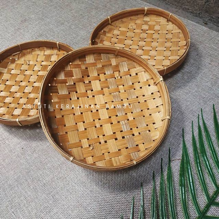SET PIRING BULAT BAMBU ISI 5 /Piring Lauk Bambu/Piring Makan Bambu/Piring Saji Bambu