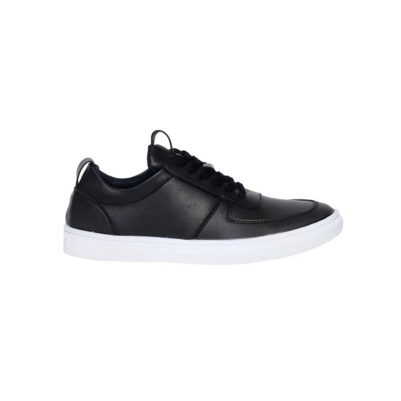 REGAN BLACK |WOLF x HEROES| Sepatu Casual Sneakers Kasual Polos Ori Kulit Faux Pria Cowok Leather