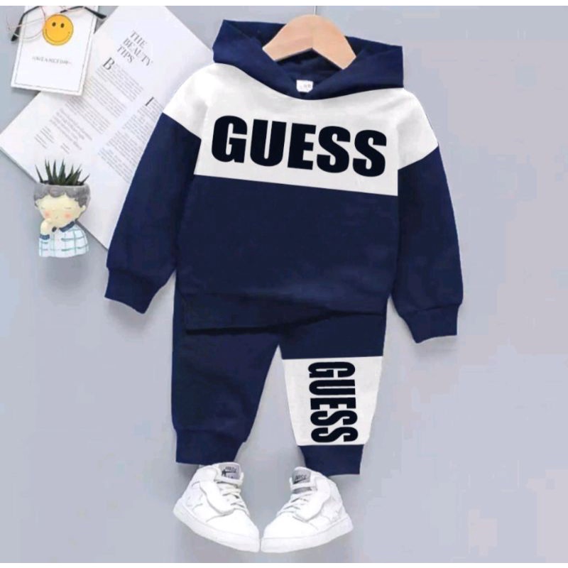 PROMO-SETELAN SWEATER HOODIE ANAK LAKI-LAKI DAN ANAK PEREMPUAN UMUR 1-5 TAHUN PAKAIAN BAJU HOODIE GUESS TERBARU 2022