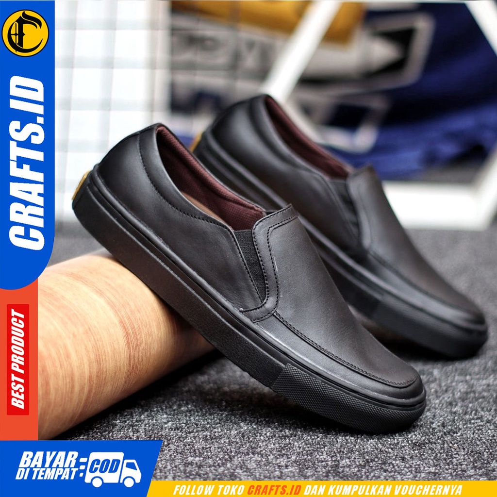 CRAFTS Mori - Sepatu Slip On Pria Casual Kulit Asli