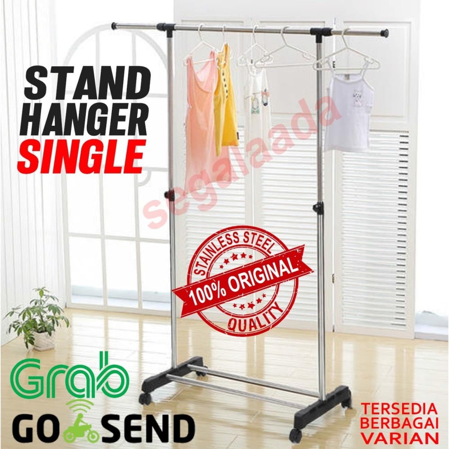 Stand hanger ORIGINAL Gantungan Baju/ rak Serbaguna ada 4 roda