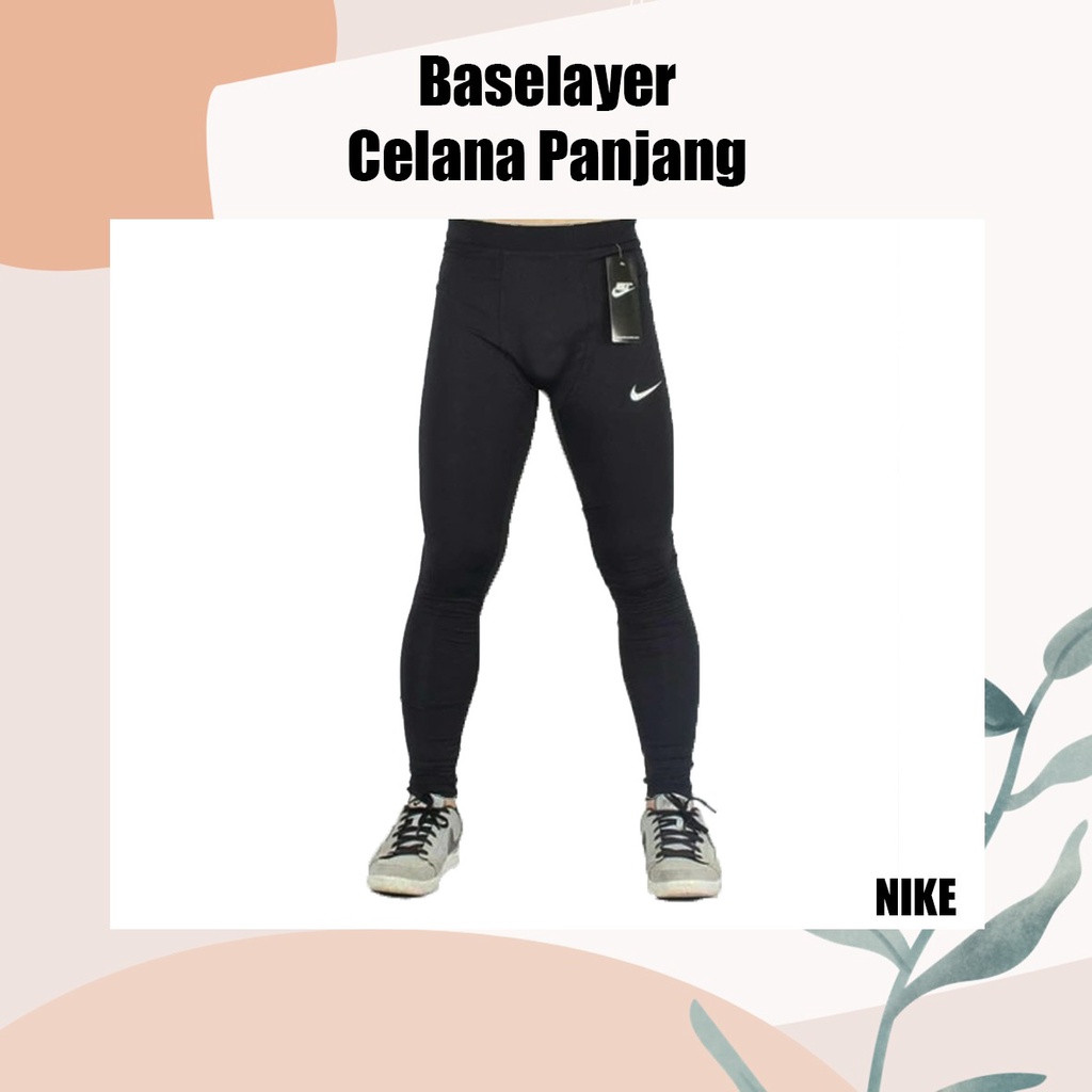 Baselayer celana panjang NIKE manset gunung celana hitam olahraga voli futsal sepak bola sepeda basket