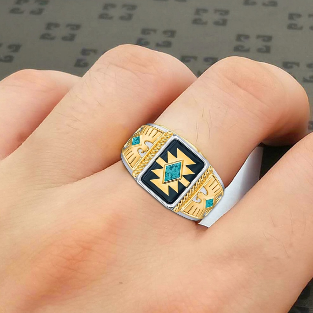 Hu Hu Hu Hu Hu Alat Bantu Pasang Kacamata♡ Cincin Knuckle Desain Ukiran Elang Warna Emas Gaya Antik Untuk Harian