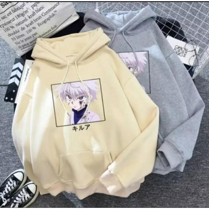 ANIME HOODIE UNISEX KILUA ON ACTION /// HOODIE UNISEX PREMIUM FLEECE TEBAL KEKINIAN TERBARU''