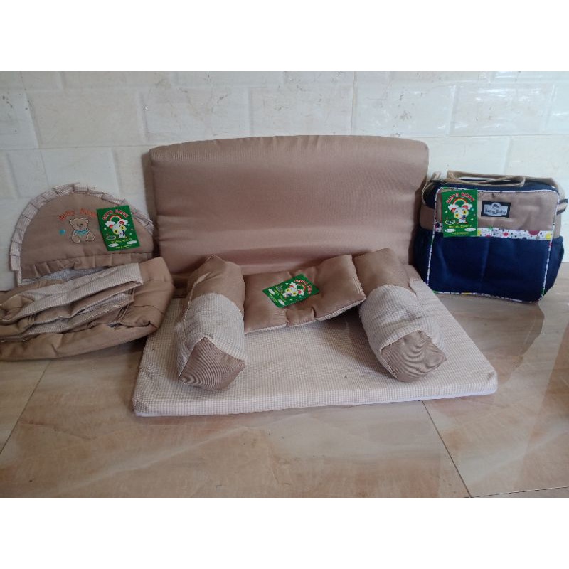 Paket Hemat 3in1, Tas bayi SP Gendongan bayi samping bordir dan Matras bayi