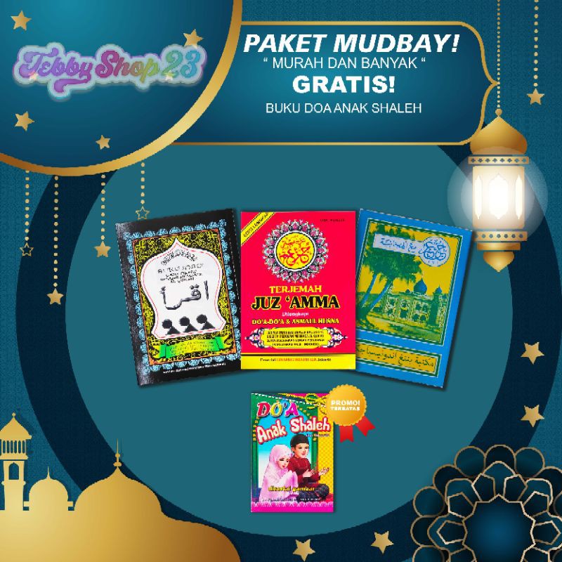 PAKET MUDBAY 3 BUKU GRATIS 1 IQRO BESAR ,JUZ AMMA KLIP ,TURUTAN KELAPA GRATIS BUKU DOA ANAK SHOLEH