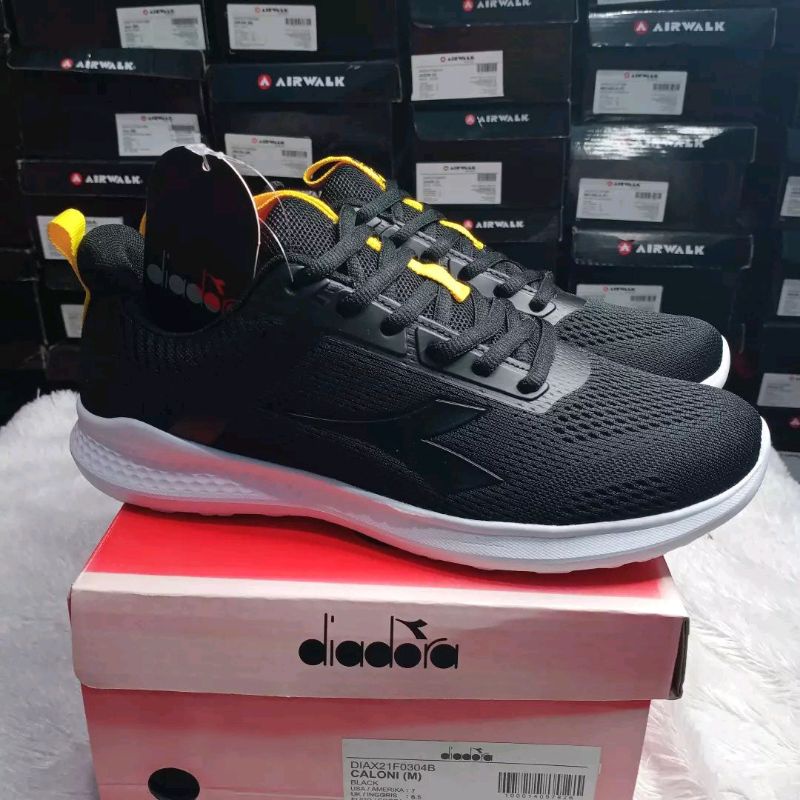 Diadora CALONI Sepatu Original Pria Hitam Putih Kuning