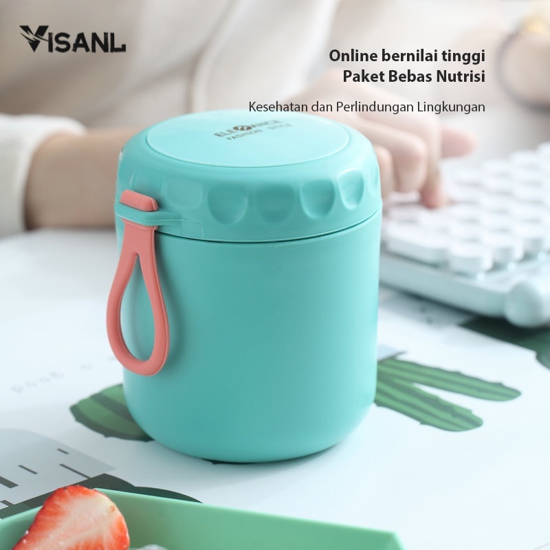 Cangkir sup Tahan Panas Tetap Hangat Cup Anti Tumpah Sup Portable Mangkuk Sup Free Sendok