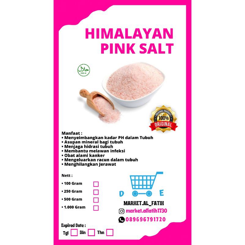 

Himalayan Pink Salt (Garam Pink Himalaya) / Garam Organik Asli/Garam Sehat/Garam Sehat