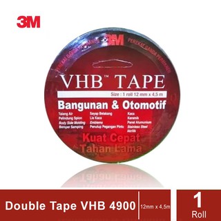 3M VHB Double Tape Automotive 4900 tebal 1.1 mm size 12mm x 4.5m - 1 Pcs - Merah