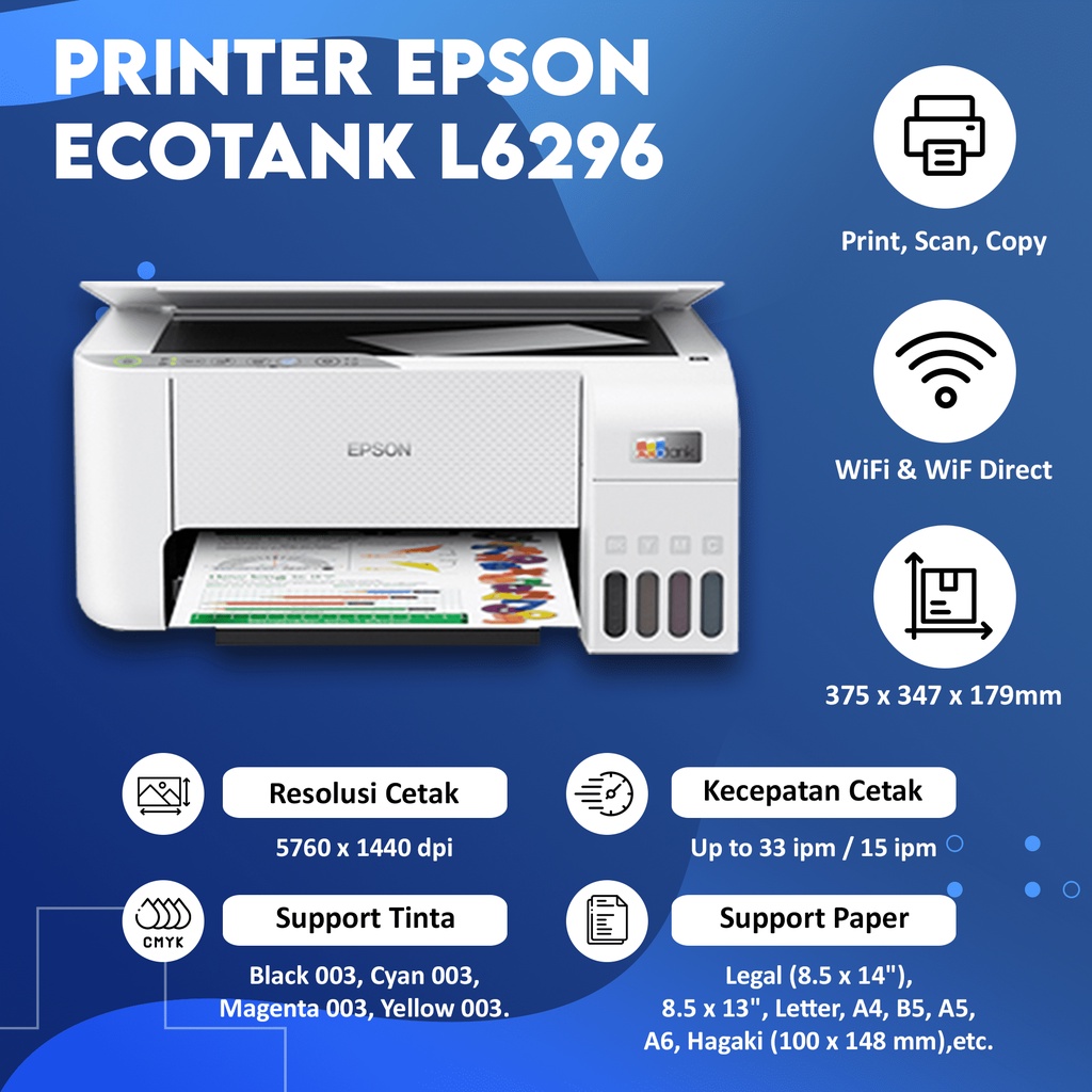 All-in-One EPSON L3250 L3256 WiFi Printer Ink Tank EcoTank L-3250 L-3256 Print Scan Copy Wi-Fi Wireless Borderless Printing up to 4R