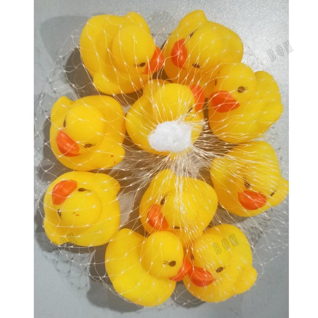 10pcs Bebek Karet Kuning Mini Mengapung Dengan Suara Mencicit Untuk Mandi