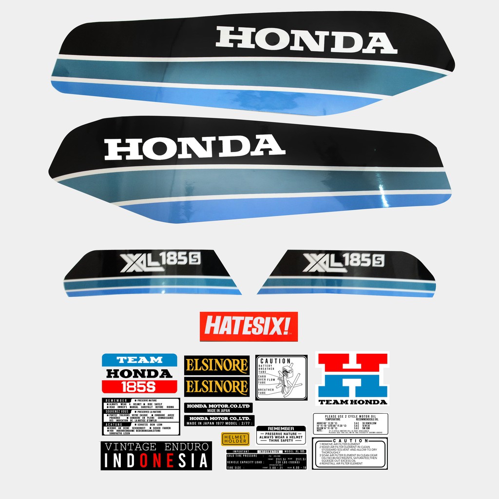 Sticker Decal Tempelan HONDA XL185S tahun1980 Hatesix