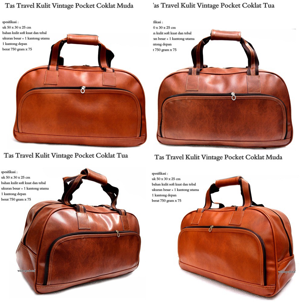 tas travel import kulit vintage  pocket