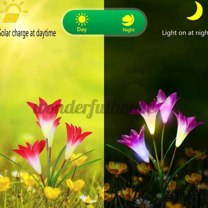 Lampu Taman 4 Led Bentuk Bunga Lily Tenaga Surya Ip65 Untuk Outdoor Storecacha_