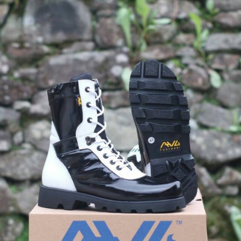 sepatu provost model pdl provos tni polri kulit kilap merk AWL/Sepatu pdl provost kelinci kulit asli