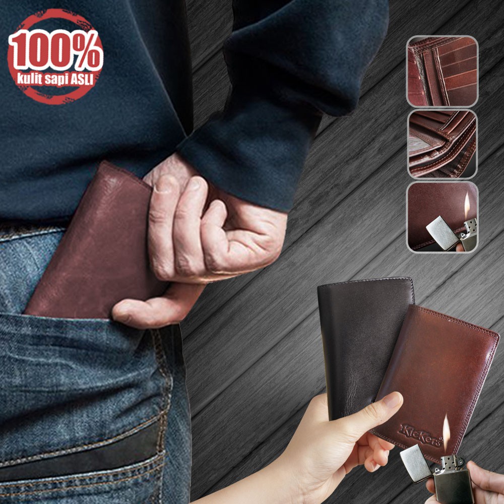 DOMPET KULIT LIPAT SLIM 16 SLOT KARTU BAHAN KULIT SAPI ASLI 100% PREMIUM BERKUALITAS D003