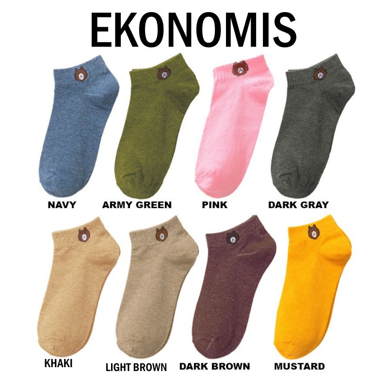 UNIKO.ID | SUPER EKONOMIS KAOS KAKI WANITA FASHION UNISEX KAOSKAKI BERUANG / BROWN MURAH-2