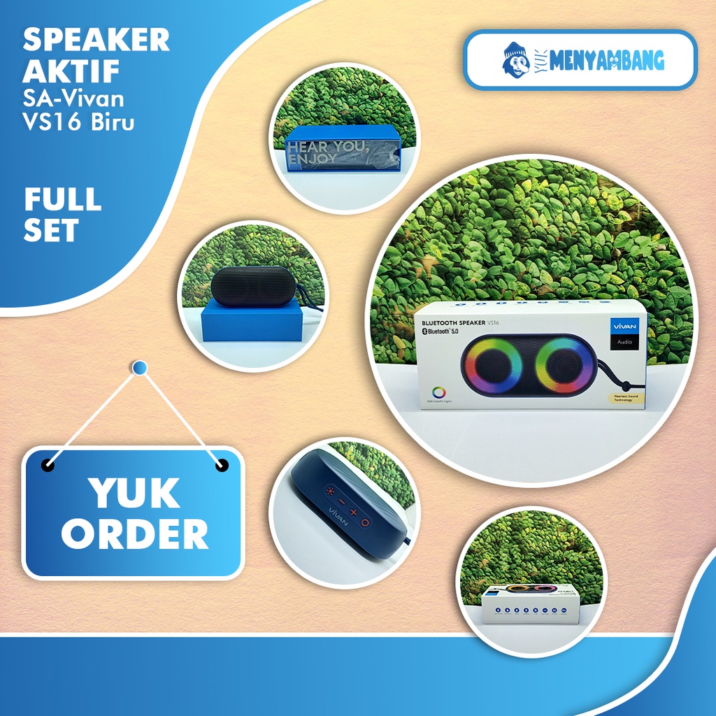 42127 | SA-Vivan VS16 Biru | Speaker Bluetooth Vivan VS16 10W TWS IPX6 Waterproof RGB Light