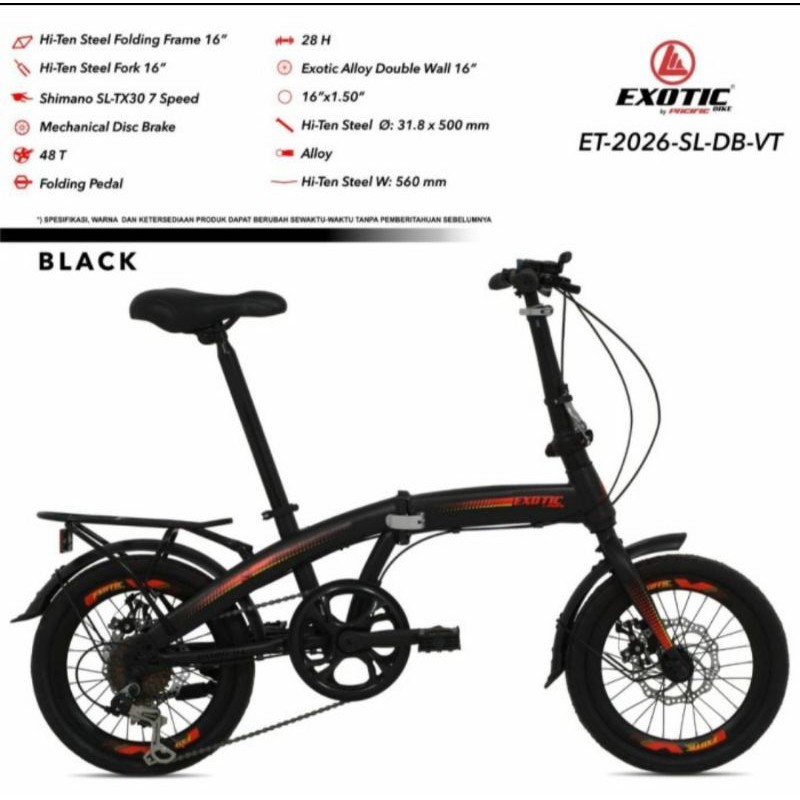 Sepeda Lipat Exotic 2026 SL DB VT 16inch